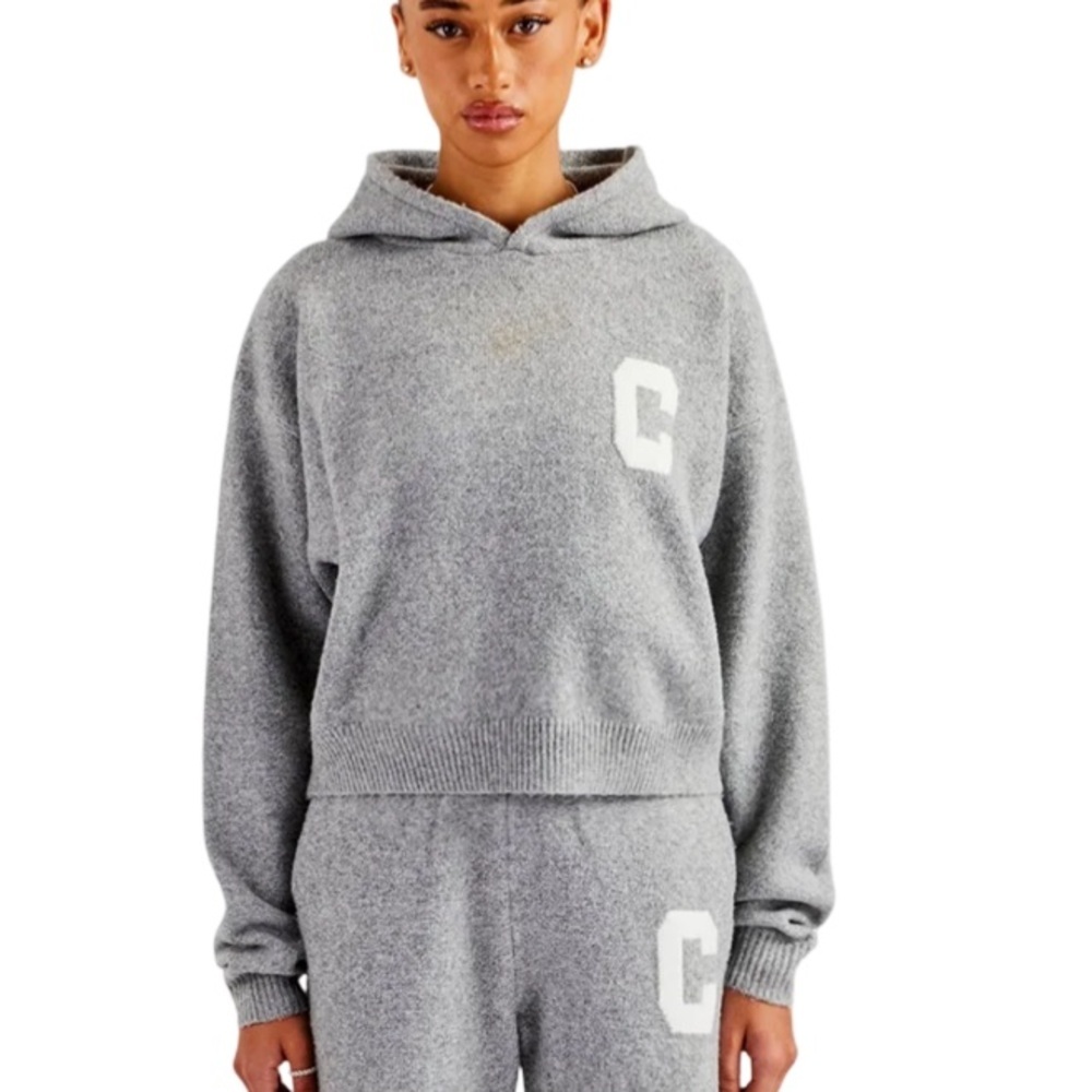 Cernucci Women's Grey Knitted Pullover Hoodie NWT Size S